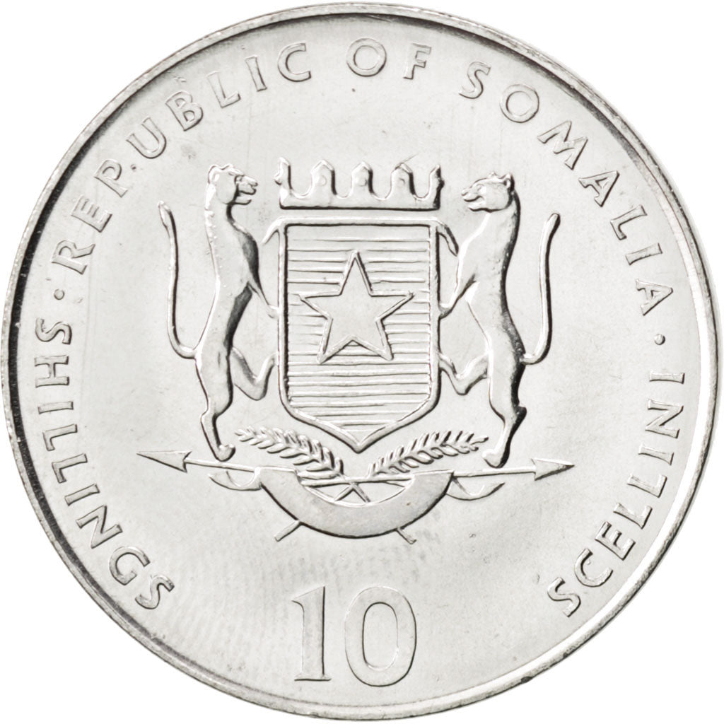 SOMALIA, 10 Shillings / Scellini, 2000, KM #99, MS(63), Nickel Clad Steel, 25,..