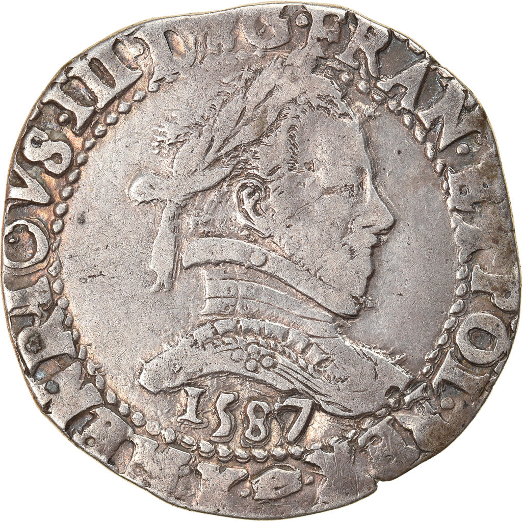 Moneta, Francja, Henri III, Demi Franc, 1587, Bordeaux, VF(30-35), Srebro