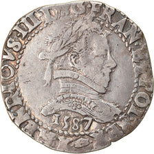 Moneda, Francia, Henri III, Demi Franc, 1587, Bordeaux, BC+, Plata, Sombart:4716