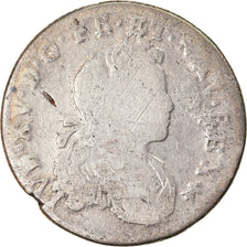 Moneda, Francia, Louis XV, XX Sols, 1719, Metz, BC, Plata, Gadoury:295