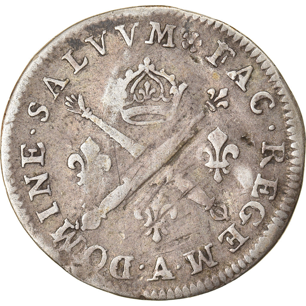 Moneta, Francja, Louis XIV, 10 Sols aux insignes, 1704, Paris, VF(20-25)