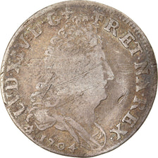 Moeda, França, Louis XIV, 10 Sols aux 4 couronnes, 1704, Strasbourg, VF(20-25)
