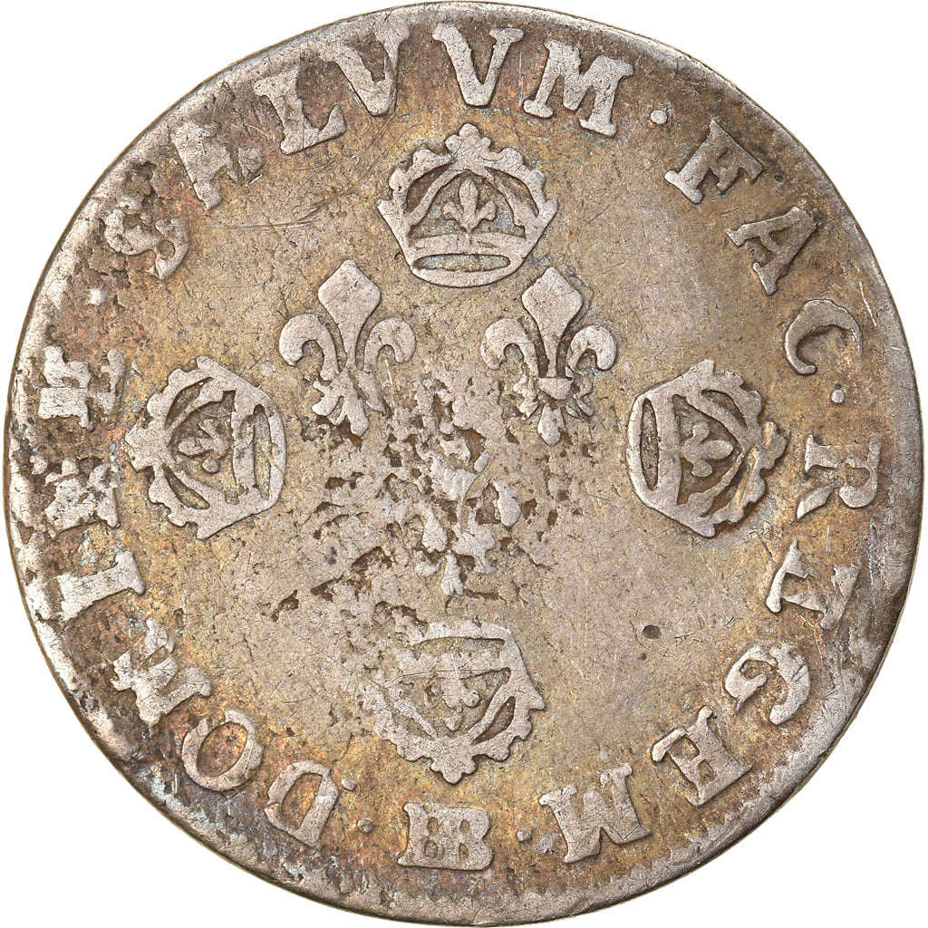 Moneda, Francia, Louis XIV, 10 Sols aux 4 couronnes, 1704, Strasbourg, BC+