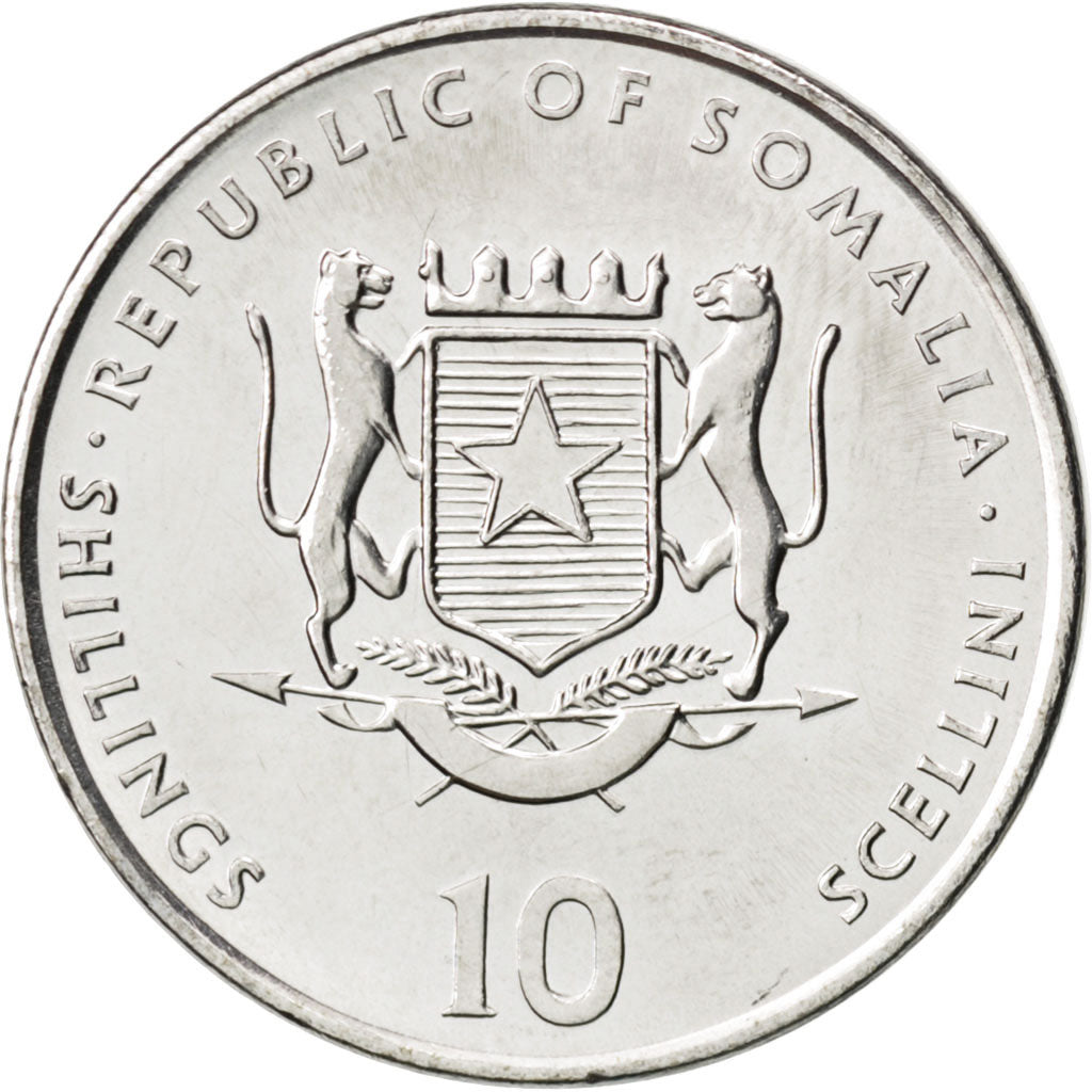 SOMALIA, 10 Shillings / Scellini, 2000, KM #101, MS(63), Nickel Clad Steel, 25,.