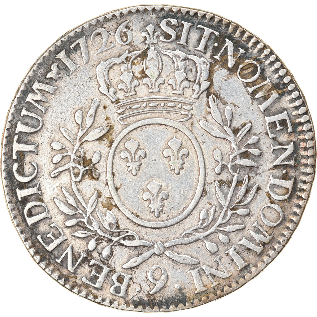 Moneta, Francja, Louis XV, Ecu aux branches d'olivier, 1726, Rennes, VF(30-35)