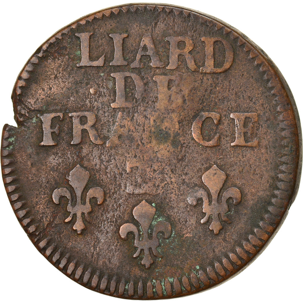 Münze, Frankreich, Louis XIV, Liard de France, 1698, Besançon, S, Kupfer