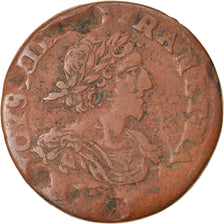 Moneda, Francia, Louis XIII, Double Tournois, 1638, Vallée du Rhône, BC+