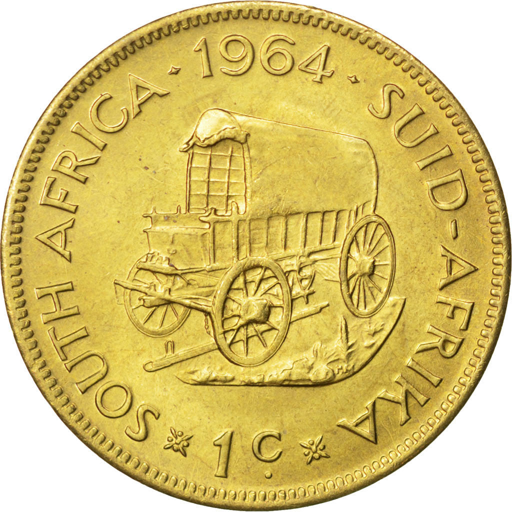 SOUTH AFRICA, Cent, 1964, KM #57, MS(63), Brass, 9.63