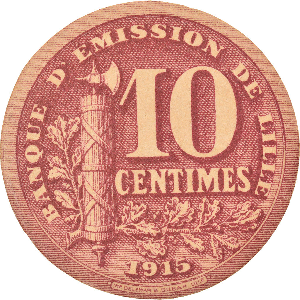Moeda, França, Banque d'Emission de Lille, Lille, 10 Centimes, 1915, AU(55-58)