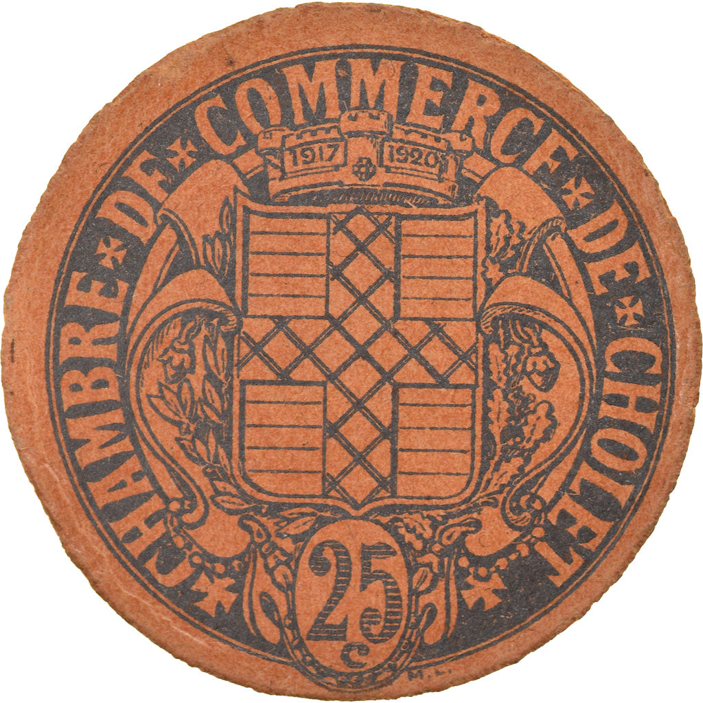 Monnaie, France, Chambre de Commerce, Cholet, 25 Centimes, SUP, Carton