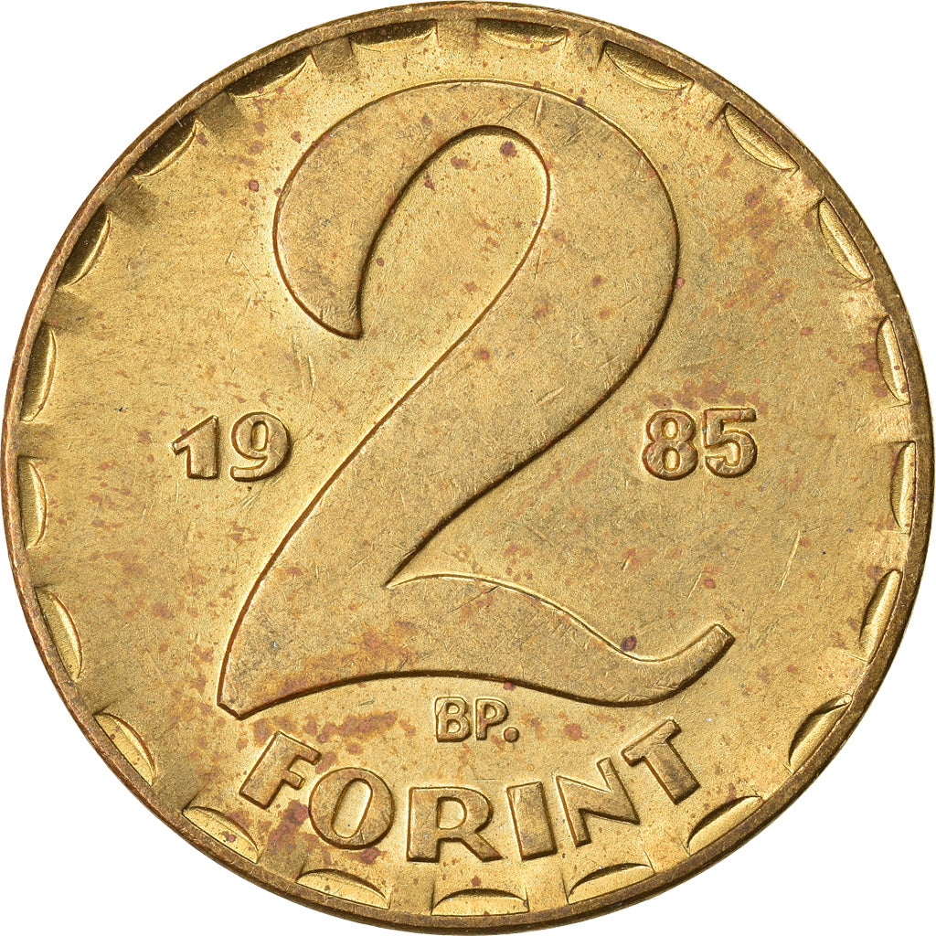 Coin, Hungary, 2 Forint, 1985, AU(55-58), Brass, KM:591