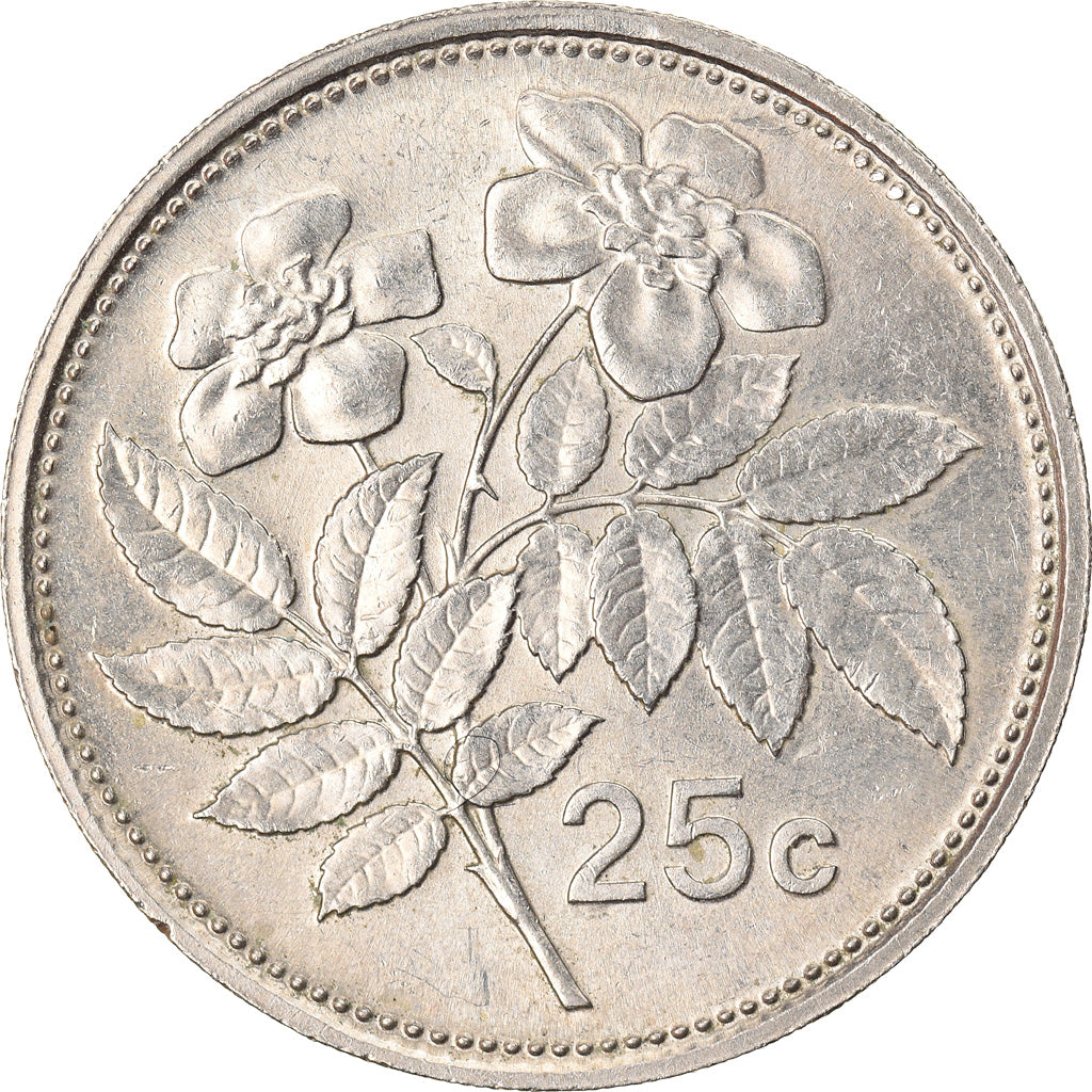 Coin, Malta, 25 Cents, 1986, MS(60-62), Copper-nickel, KM:80