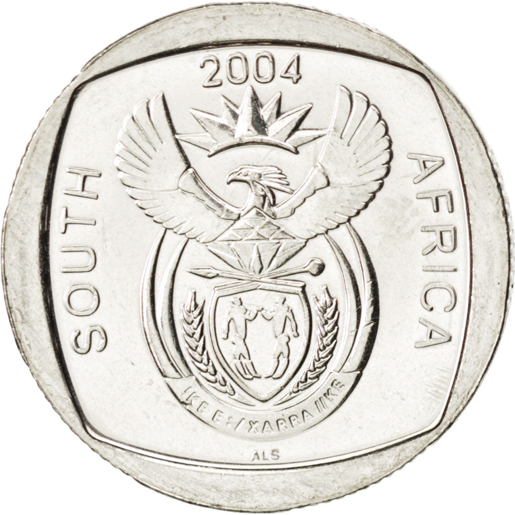 SOUTH AFRICA, 2 Rand, 2004, Pretoria, KM #334, MS(63), Nickel Plated Copper,...