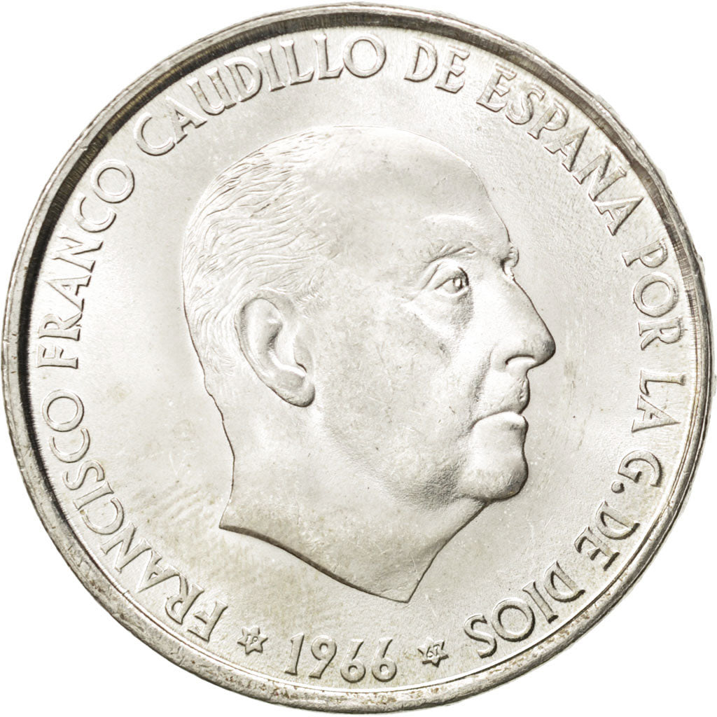 SPAIN, 100 Pesetas, 1966, KM #797, MS(63), Silver, 34, 18.67