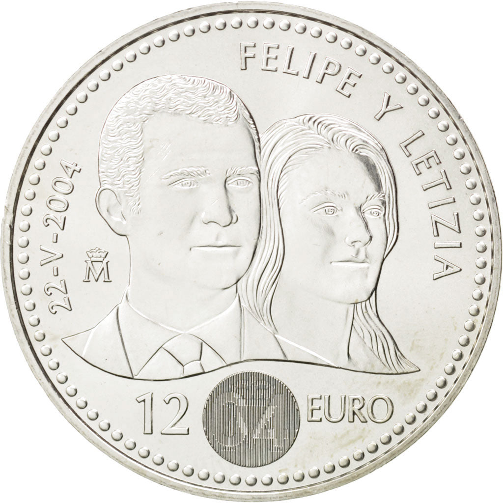 SPAIN, 12 Euro, 2004, Madrid, KM #1069, MS(63), Silver, 33, 18.04