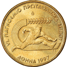 Moeda, Grécia, 100 Drachmes, 1997, Athens, MS(60-62), Alumínio-Bronze, KM:169
