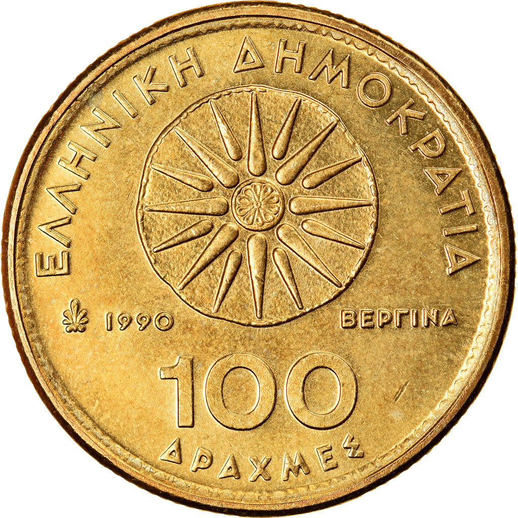 Coin, Greece, 100 Drachmes, 1990, Athens, MS(60-62), Aluminum-Bronze, KM:159