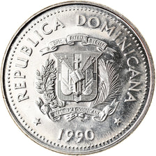 Munten, Dominicaanse Republiek, 25 Centavos, 1990, UNC-, Nickel Clad Steel