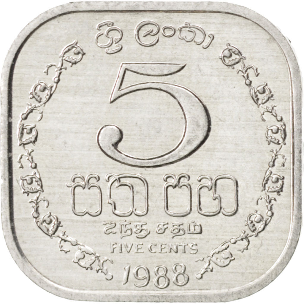 Coin, Sri Lanka, 5 Cents, 1988, AU(55-58), Aluminum, KM:139a