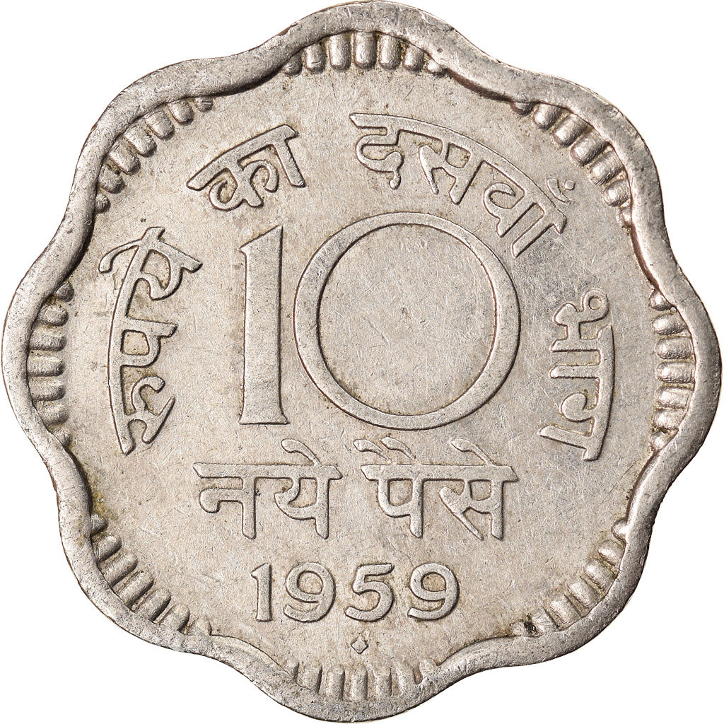Munten, INDIAASE REPUBLIEK, 10 Naye Paise, 1959, Bombay, ZF, Copper-nickel