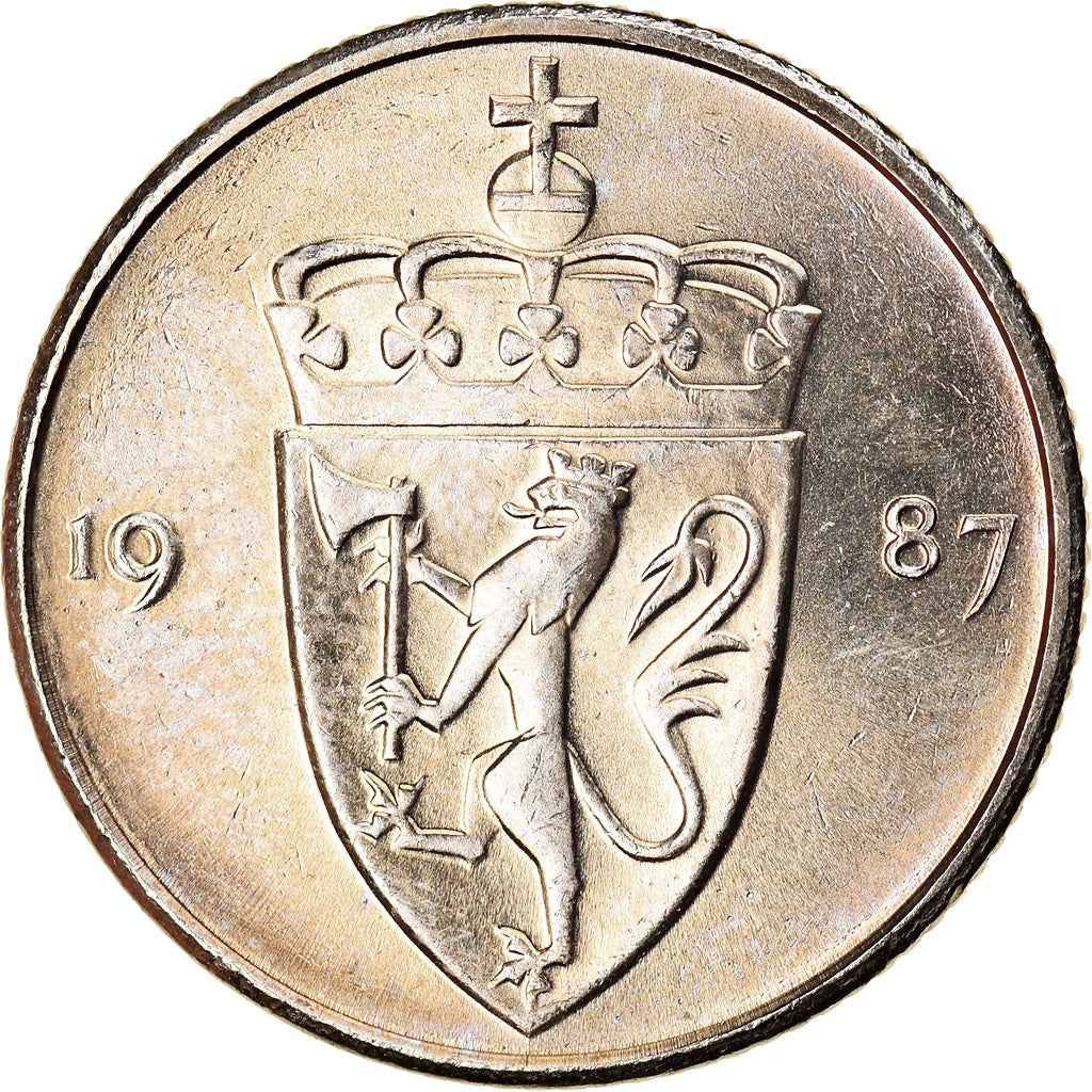 Moneda, Noruega, Olav V, 50 Öre, 1987, SC, Cobre - níquel, KM:418