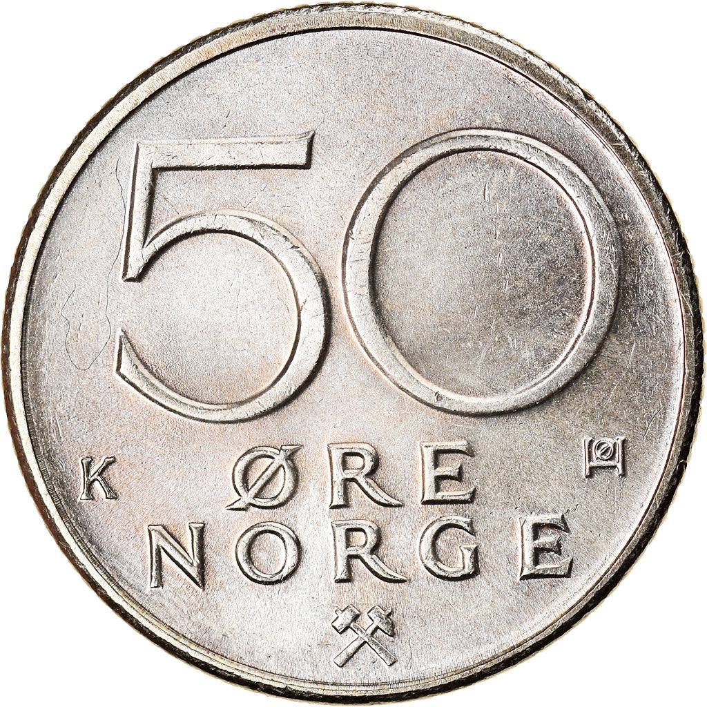 Moneda, Noruega, Olav V, 50 Öre, 1987, SC, Cobre - níquel, KM:418