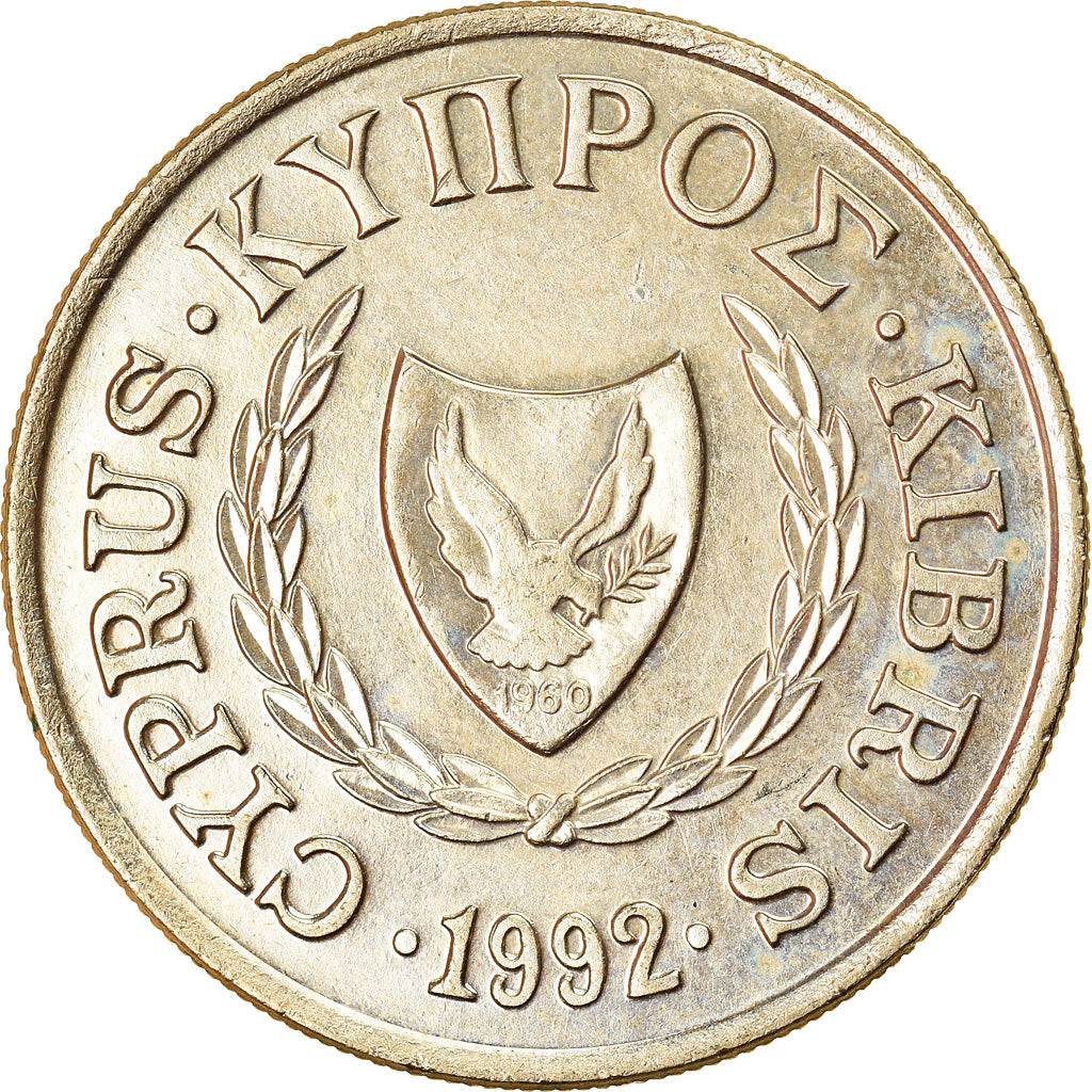 Coin, Cyprus, 10 Cents, 1992, AU(55-58), Nickel-brass, KM:56.3