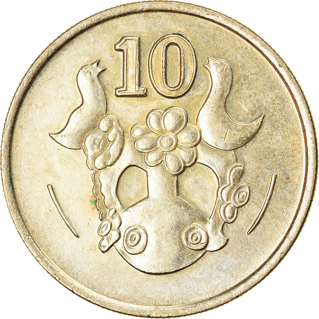 Coin, Cyprus, 10 Cents, 1992, AU(55-58), Nickel-brass, KM:56.3