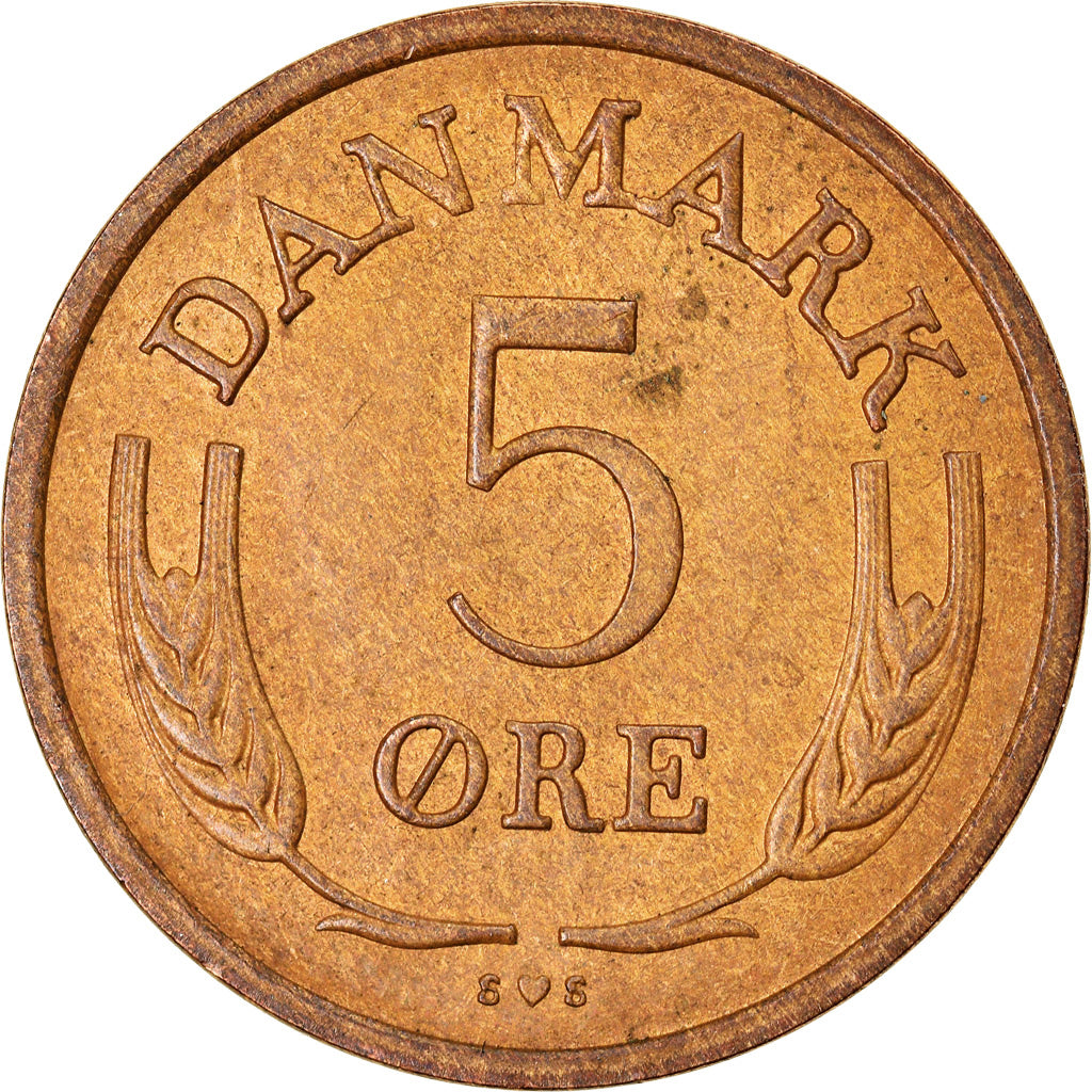Moeda, Dinamarca, Frederik IX, 5 Öre, 1972, Copenhagen, AU(50-53), Bronze