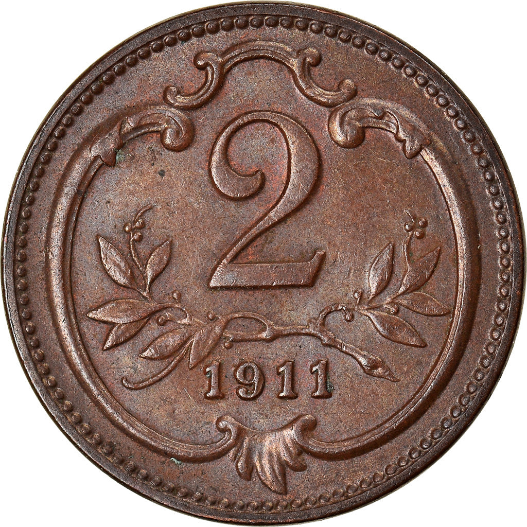 Moneta, Austria, Franz Joseph I, 2 Heller, 1911, SPL-, Bronzo, KM:2801