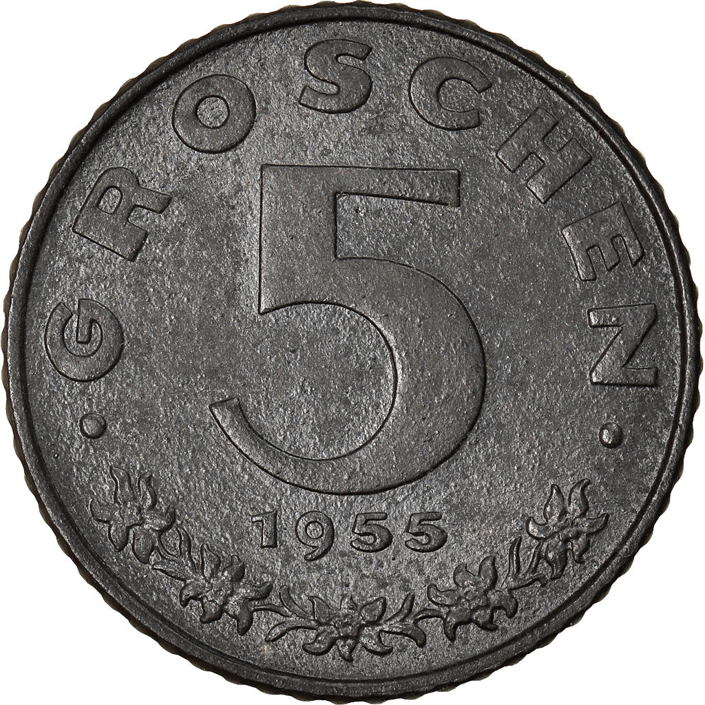 Munten, Oostenrijk, 5 Groschen, 1955, ZF+, Zinc, KM:2875