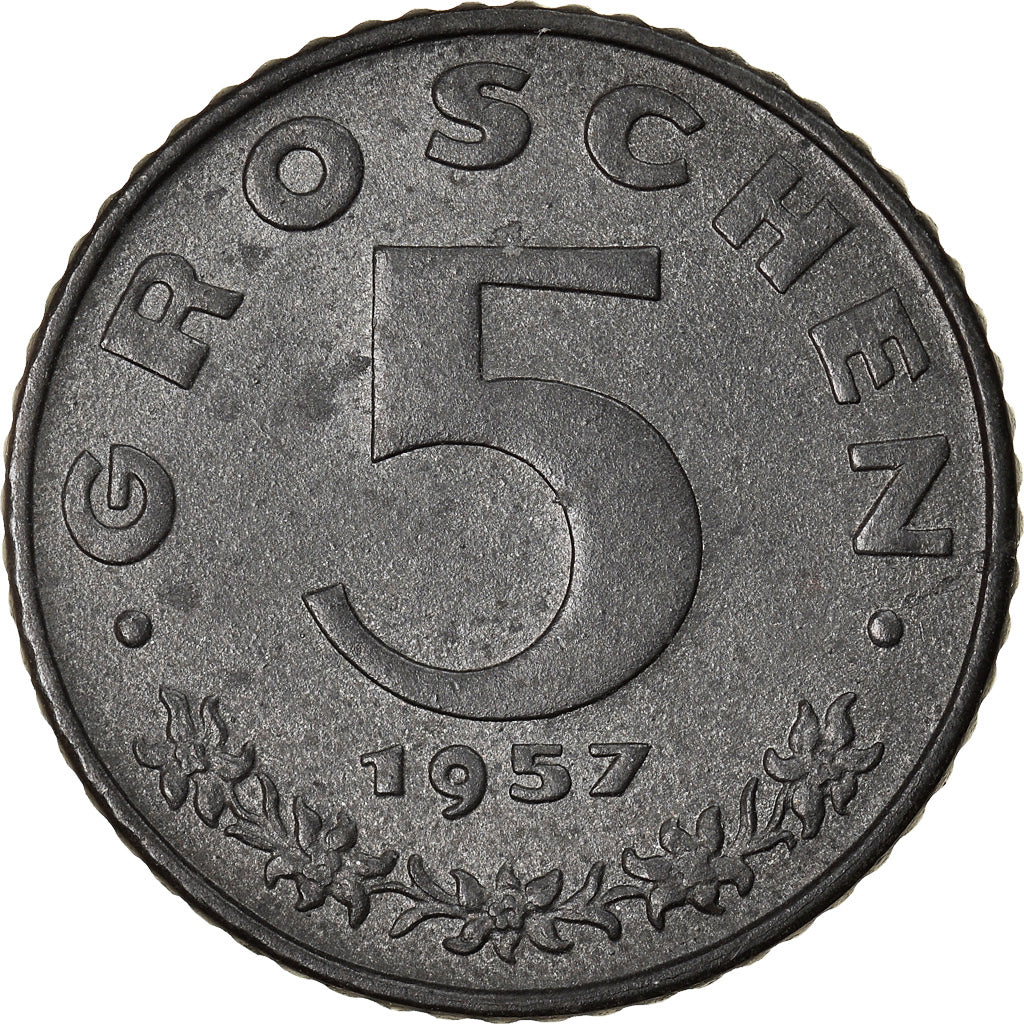 Munten, Oostenrijk, 5 Groschen, 1957, ZF+, Zinc, KM:2875