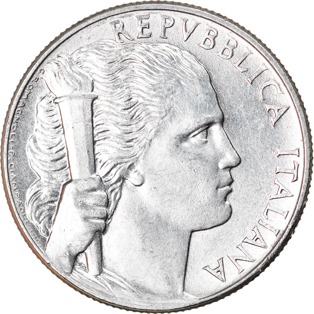 Coin, Italy, 5 Lire, 1950, Rome, AU(55-58), Aluminum, KM:89