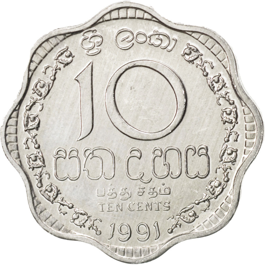 SRI LANKA, 10 Cents, 1991, KM #140a, MS(63), Aluminum, 23, 1.32