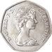Moneta, Wielka Brytania, Elizabeth II, 50 Pence, 1973, AU(55-58), Miedź-Nikiel