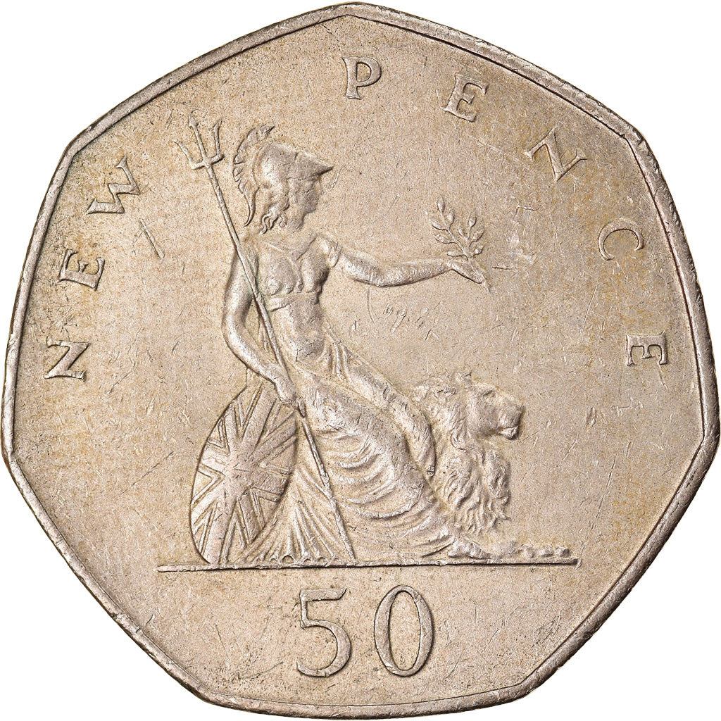 Coin, Great Britain, Elizabeth II, 50 New Pence, 1977, AU(50-53), Copper-nickel