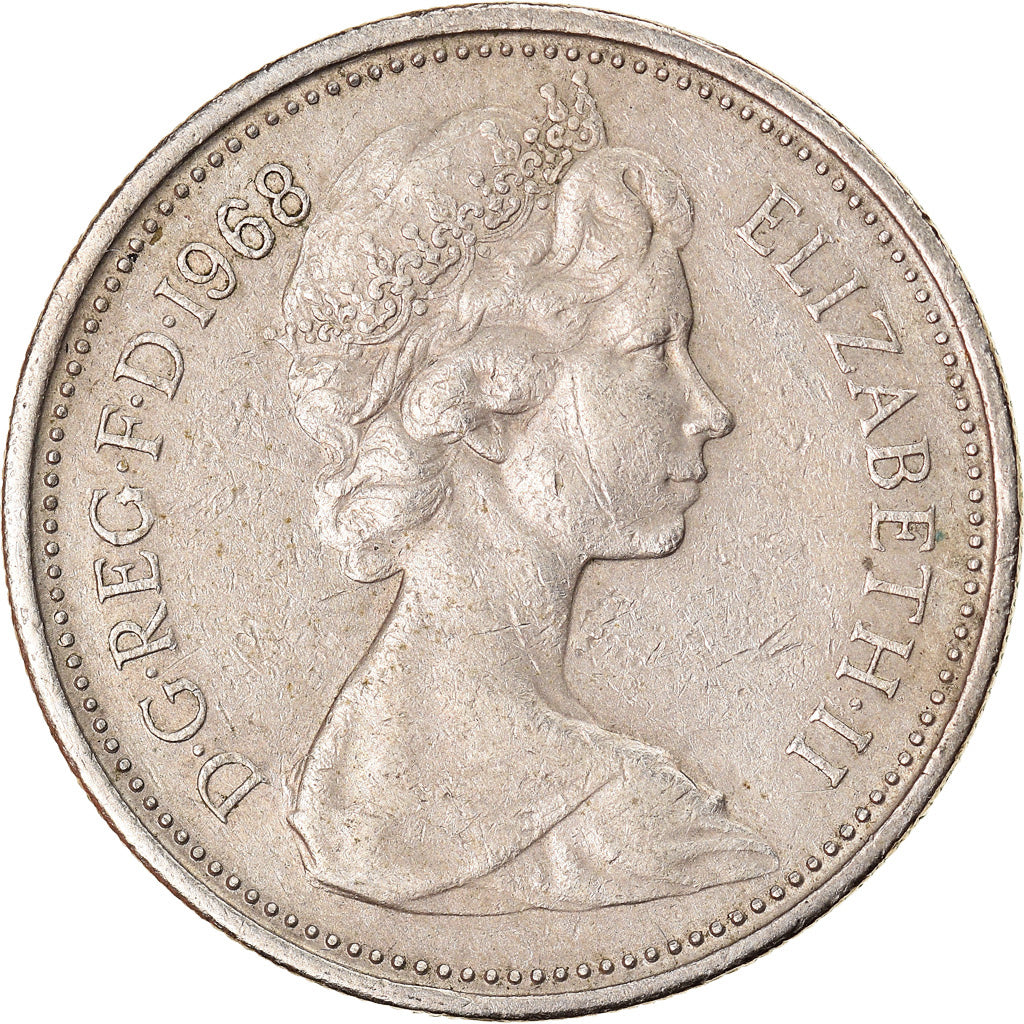 Coin, Great Britain, Elizabeth II, 5 New Pence, 1968, EF(40-45), Copper-nickel