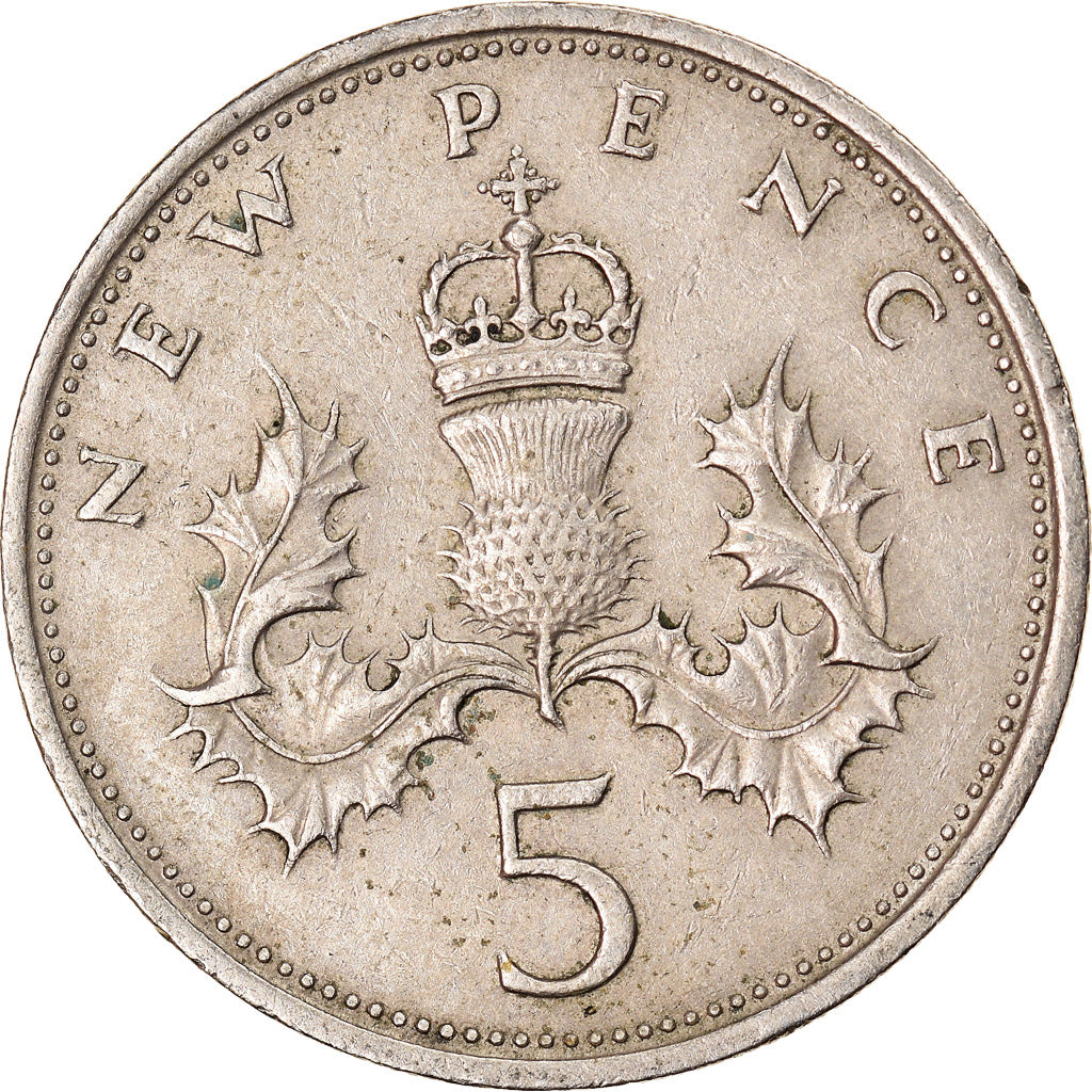Coin, Great Britain, Elizabeth II, 5 New Pence, 1968, EF(40-45), Copper-nickel