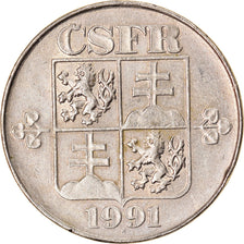 Moneta, Cecoslovacchia, 2 Koruny, 1991, BB+, Rame-nichel, KM:148