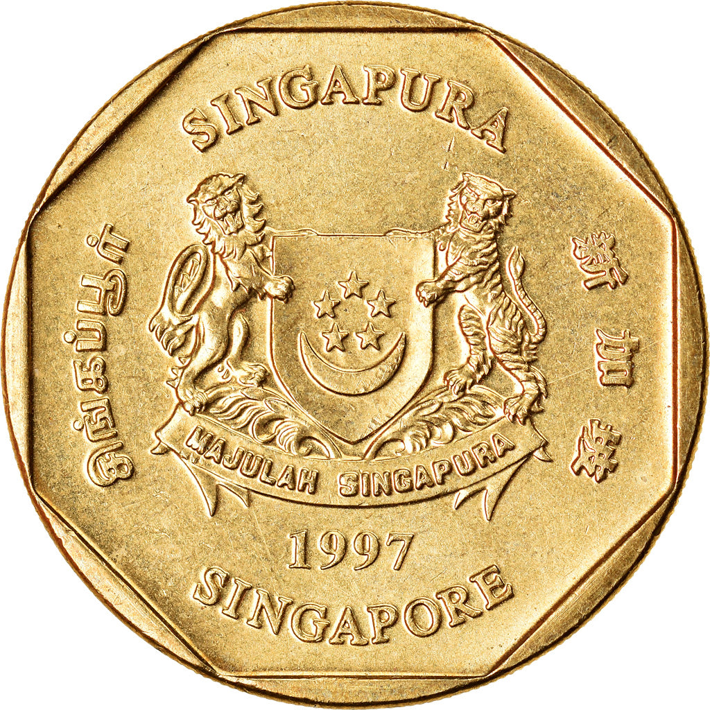 Moneta, Singapur, Dollar, 1997, Singapore Mint, MS(63), Aluminium-Brąz, KM:103