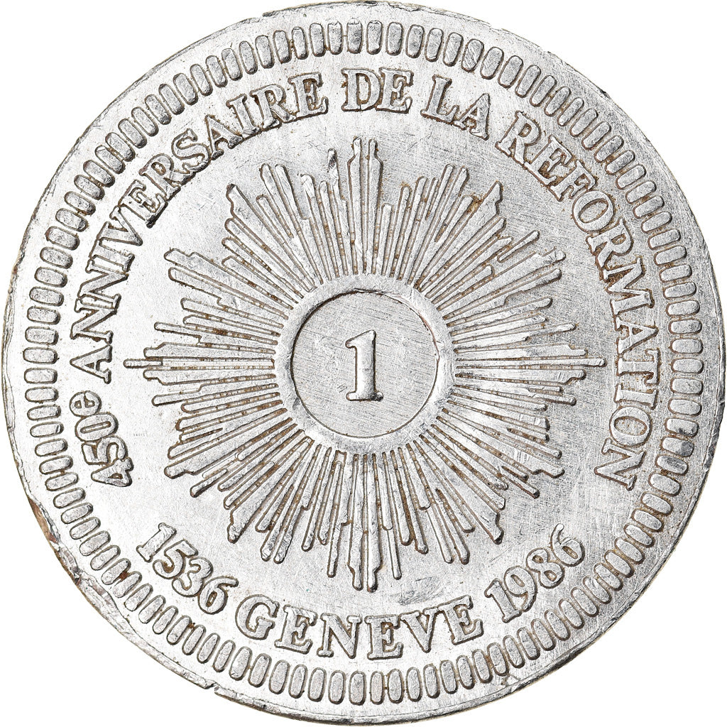 Suisse, Jeton, 450ème Réforme à Genève, 1986, TTB+, Aluminium