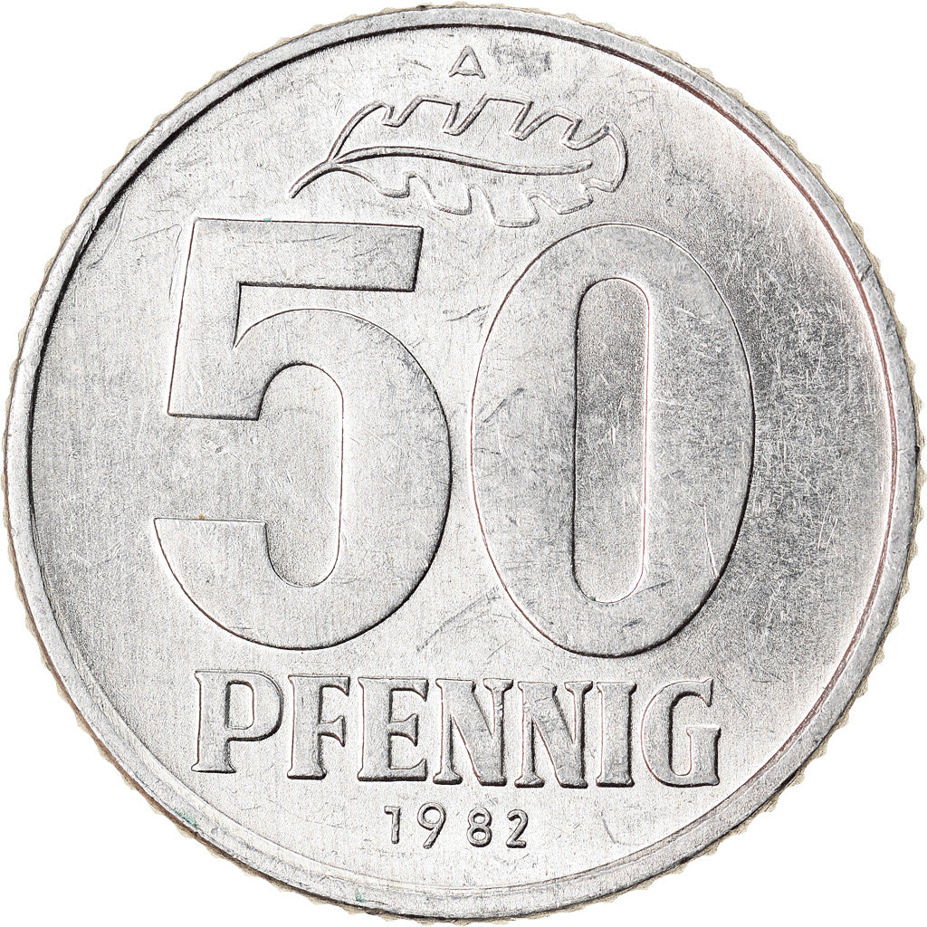 Moeda, ALEMANHA - REPÚBLICA DEMOCRÁTICA, 50 Pfennig, 1982, Berlin, AU(55-58)