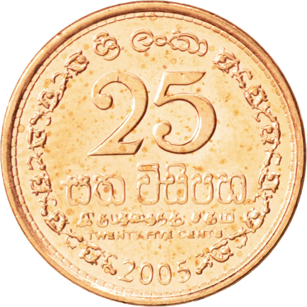 SRI LANKA, 25 Cents, 2005, KM #141.2b, MS(63), Copper Plated Steel, 16, 1.66