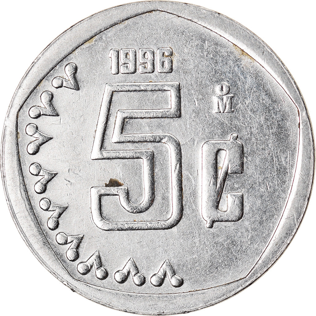 Münze, Mexiko, 5 Centavos, 1996, Mexico City, SS+, Stainless Steel, KM:546