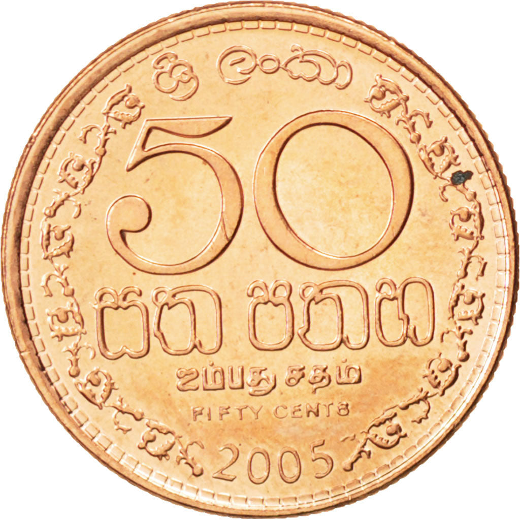 SRI LANKA, 50 Cents, 2005, KM #135.2b, MS(63), Copper Plated Steel, 17.92, 2.49