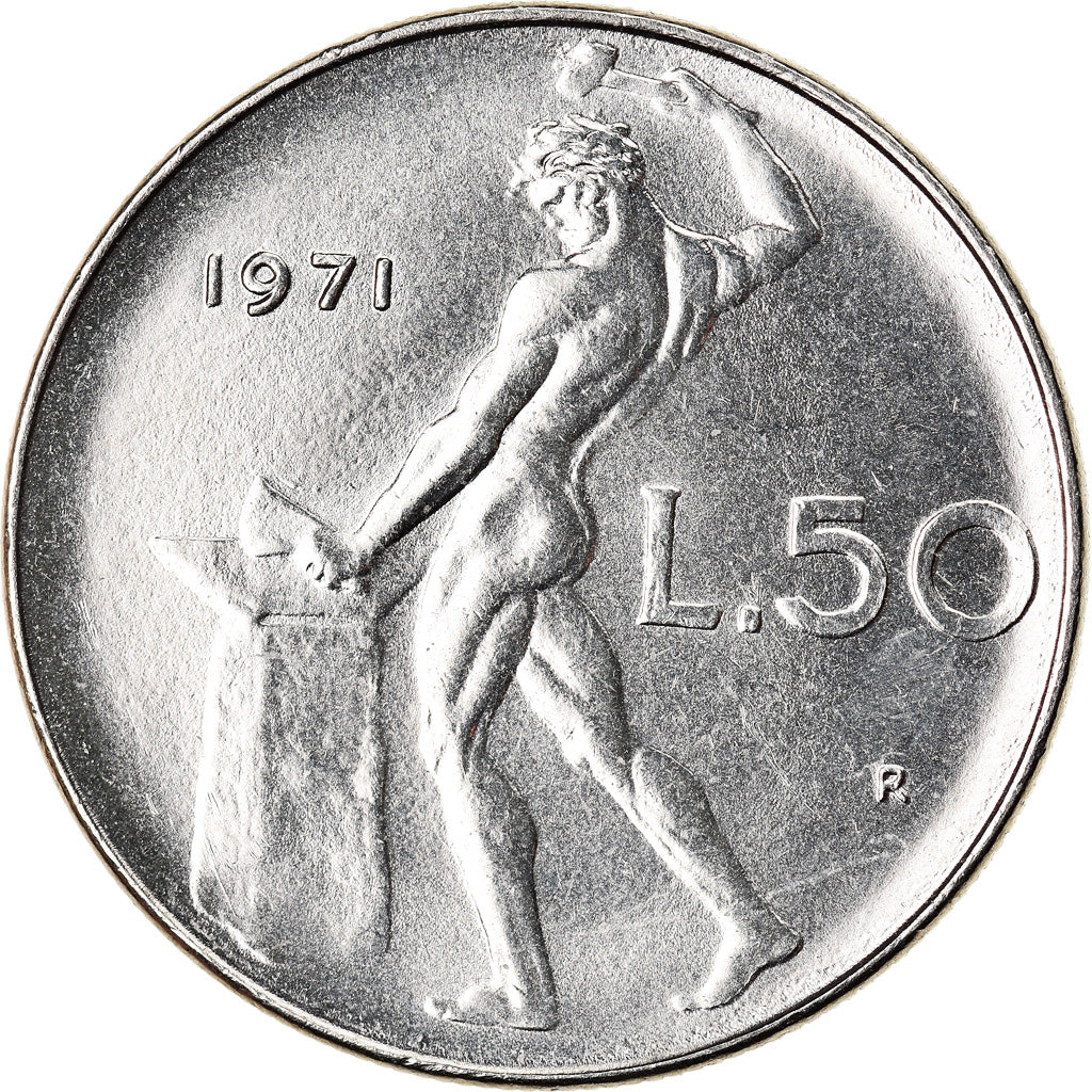 Moneta, Italia, 50 Lire, 1971, Rome, SPL, Acciaio inossidabile, KM:95.1