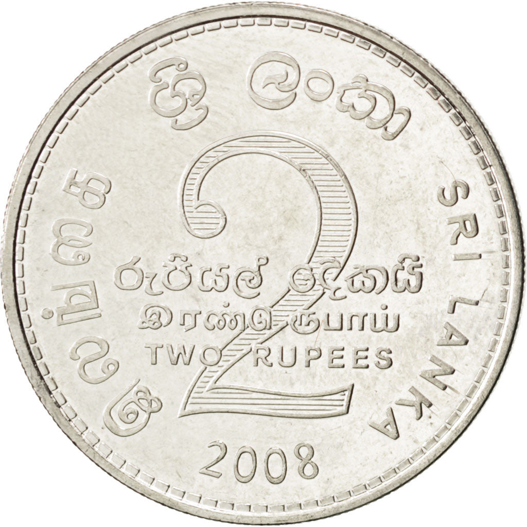 SRI LANKA, 2 Rupees, 2008, KM #147a, MS(63), Nickel Clad Steel, 28.5, 6.95