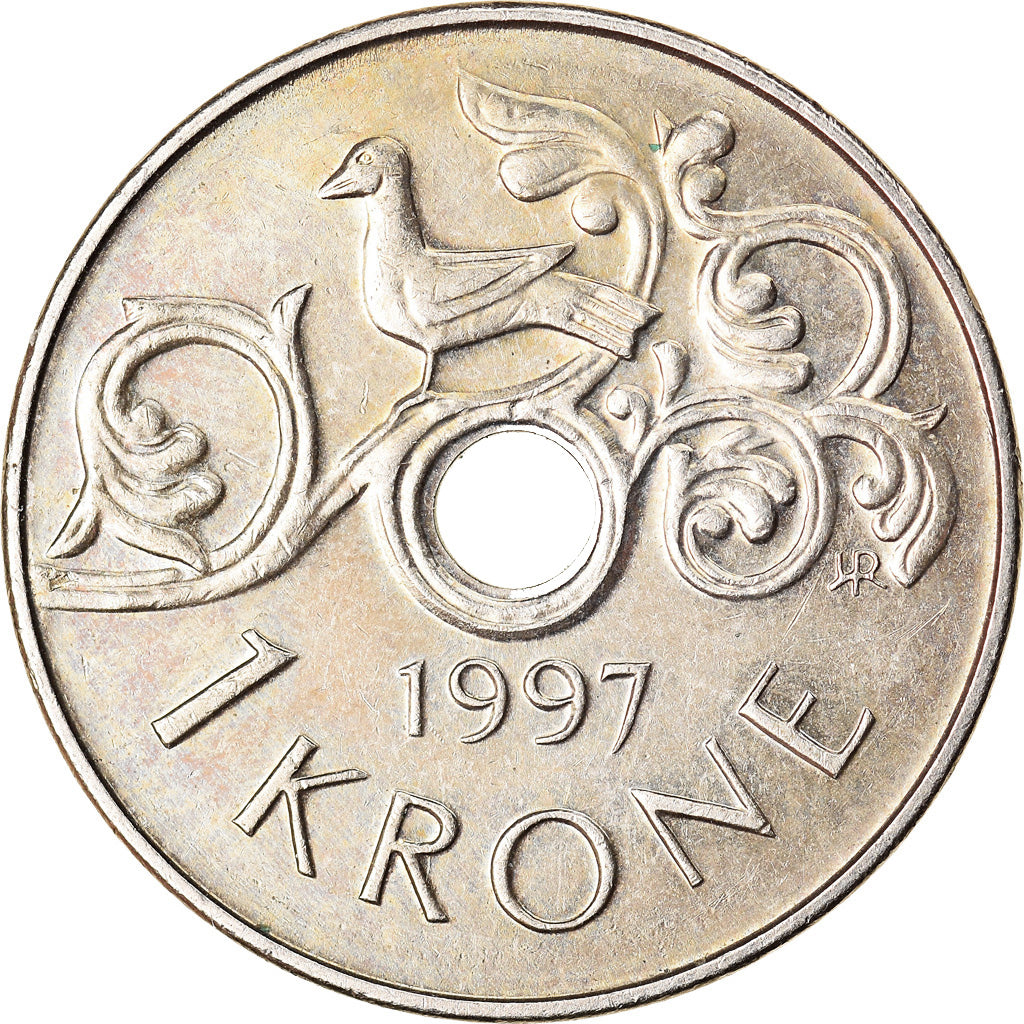 Coin, Norway, Harald V, Krone, 1997, AU(55-58), Copper-nickel, KM:462