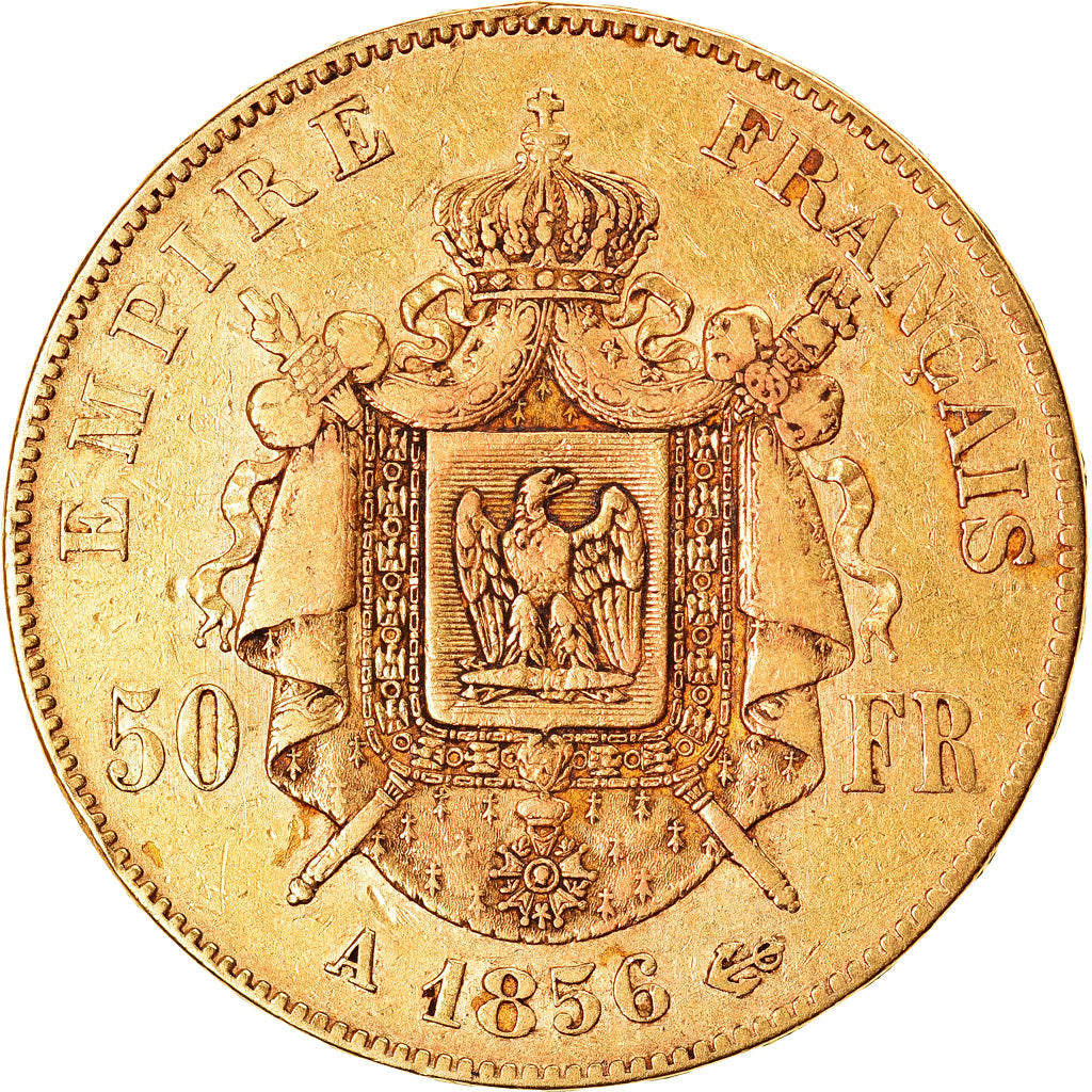 Munten, Frankrijk, Napoleon III, 50 Francs, 1856, Paris, FR+, Goud, KM:785.1