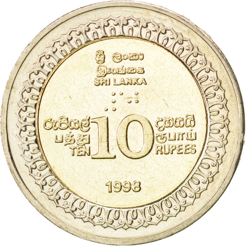 SRI LANKA, 10 Rupees, 1998, British Royal Mint, KM #158, MS(63), Bi-Metallic,...